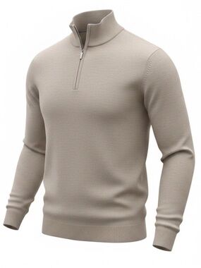 Alan Flusser Men’s Half-Zip Sweater in Beige